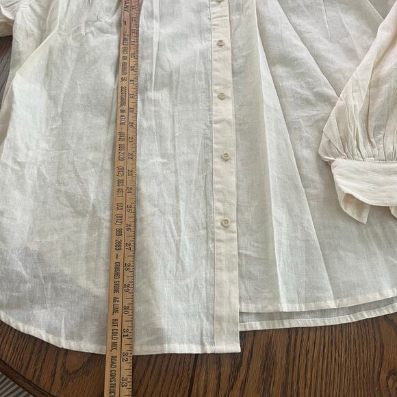 Vintage 1970s Off-White Collared Cotton Tunic by Vagabond Imports XXXl - Picture 4 of 5